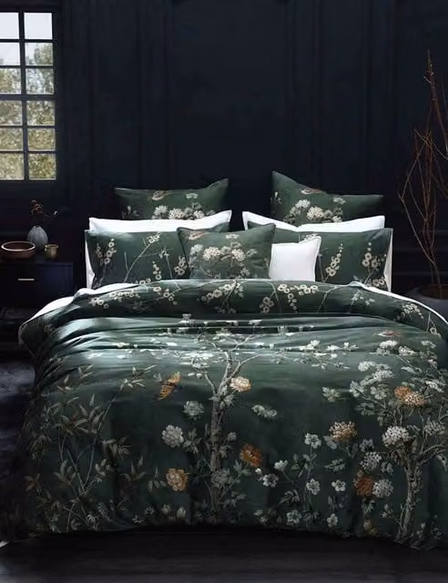 MM Linen Zen Reversible Floral Cotton Bedding Set, Green Mix, W: 140 cm, L: 200 cm