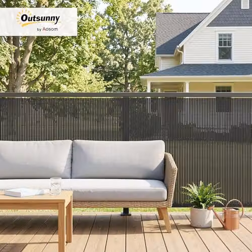 Outsunny 2-Piece Plastic Opaque Privacy Screening Fence, Dark Grey, H: 1 m x W: 5 m – 2