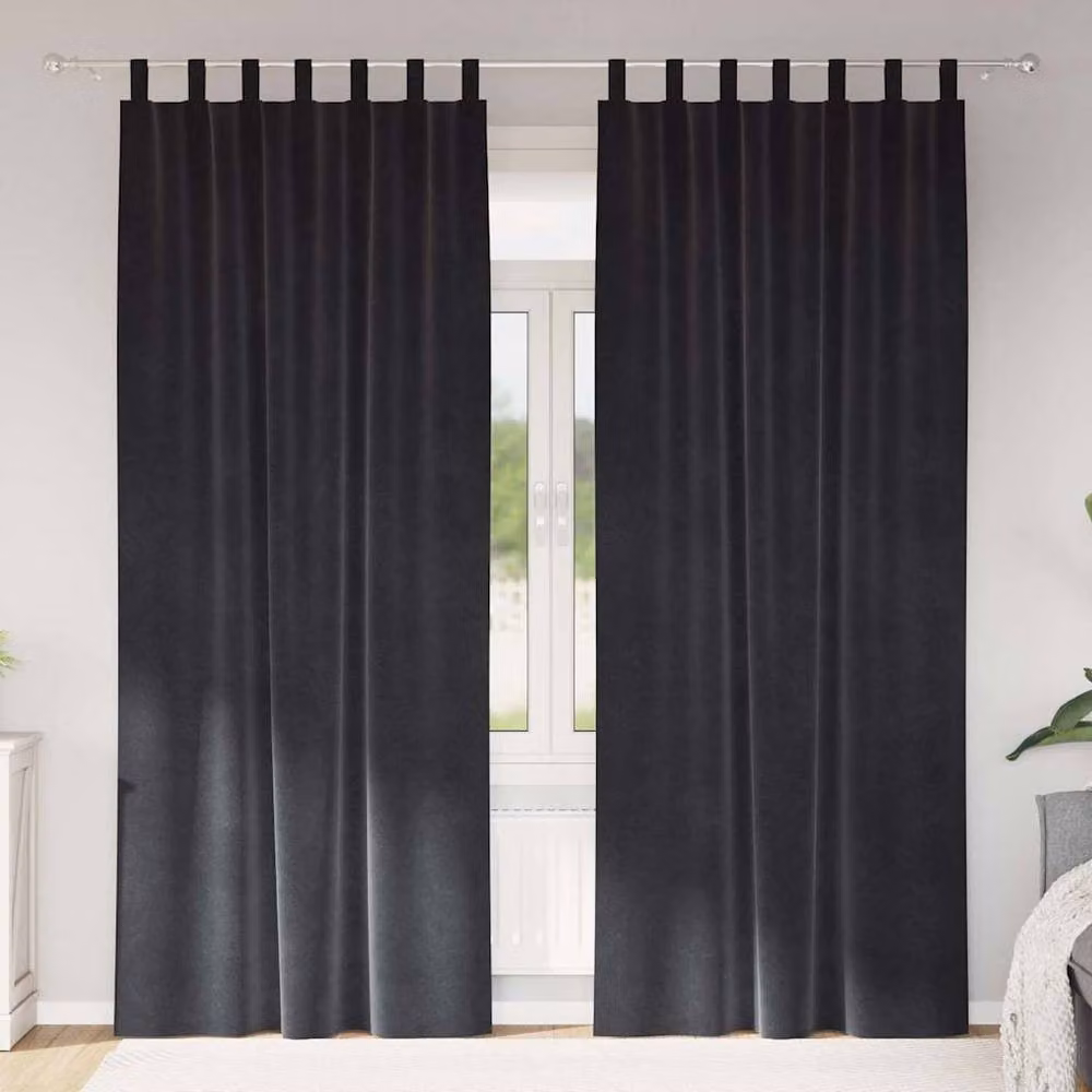 Berkfield Home Dark Grey Velvet Blackout Curtains with Hanging Loops, 2 Pack – 2