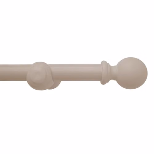 Caecus Wood Eyelet Curtain Pole with Round Finials, Trimmable, 360cm Length, Beige – 2