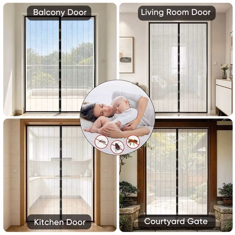 FLAVORA Magnetic Mesh Magic Curtain Insect Screen Door in Black – 3