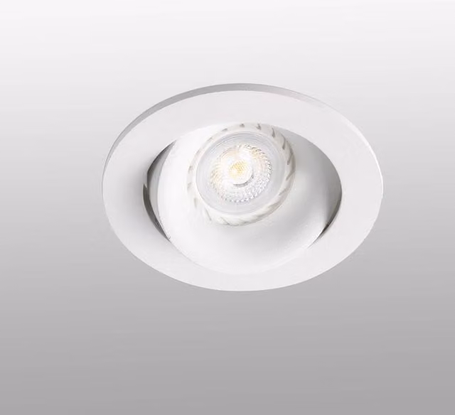 Faro Arg 1 Light Round Tiltable Recessed Spotlight in White