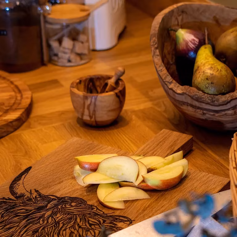 Selbrae House Natural Brown Olive Wood Round Salt Pot and Scoop Set