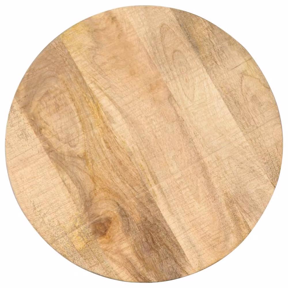 Berkfield Home Height Adjustable Round Side Table in Brown Solid Mango Wood and Cast Iron – 3