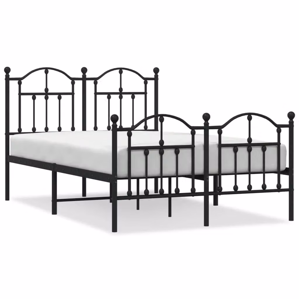 Berkfield Home Metal Bed Frame with Headboard and Footboard in Black, W/D/H: 120 x 200 cm – 2