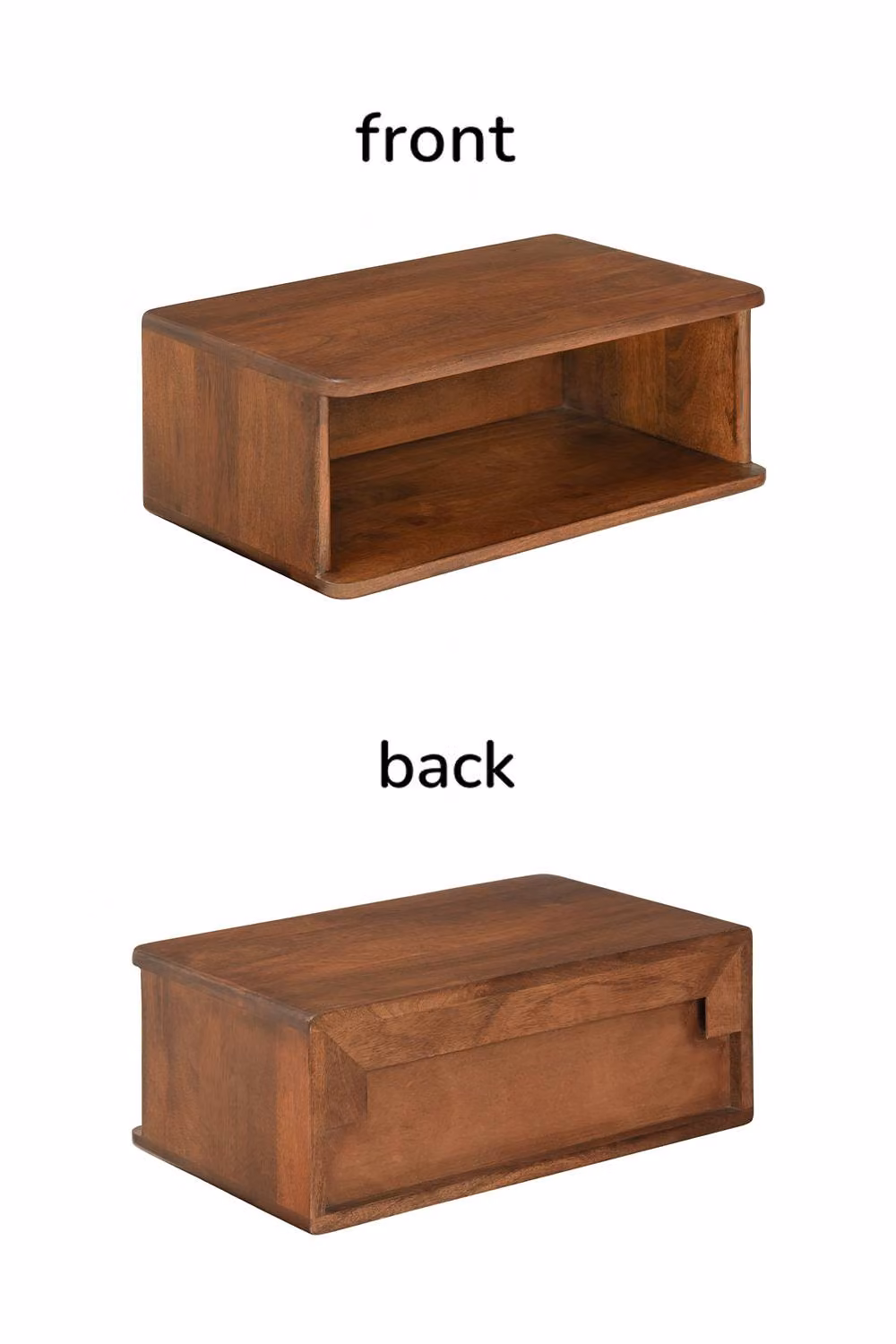 MH London Solie Floating Nightstand, Wall Mounted Bedside Table with Open Storage Shelf in Solid Walnut Wood, Brown – 5