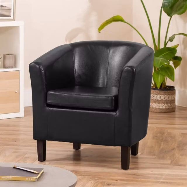 Artemis Home Meriden Black Vegan Leather Tub Chair