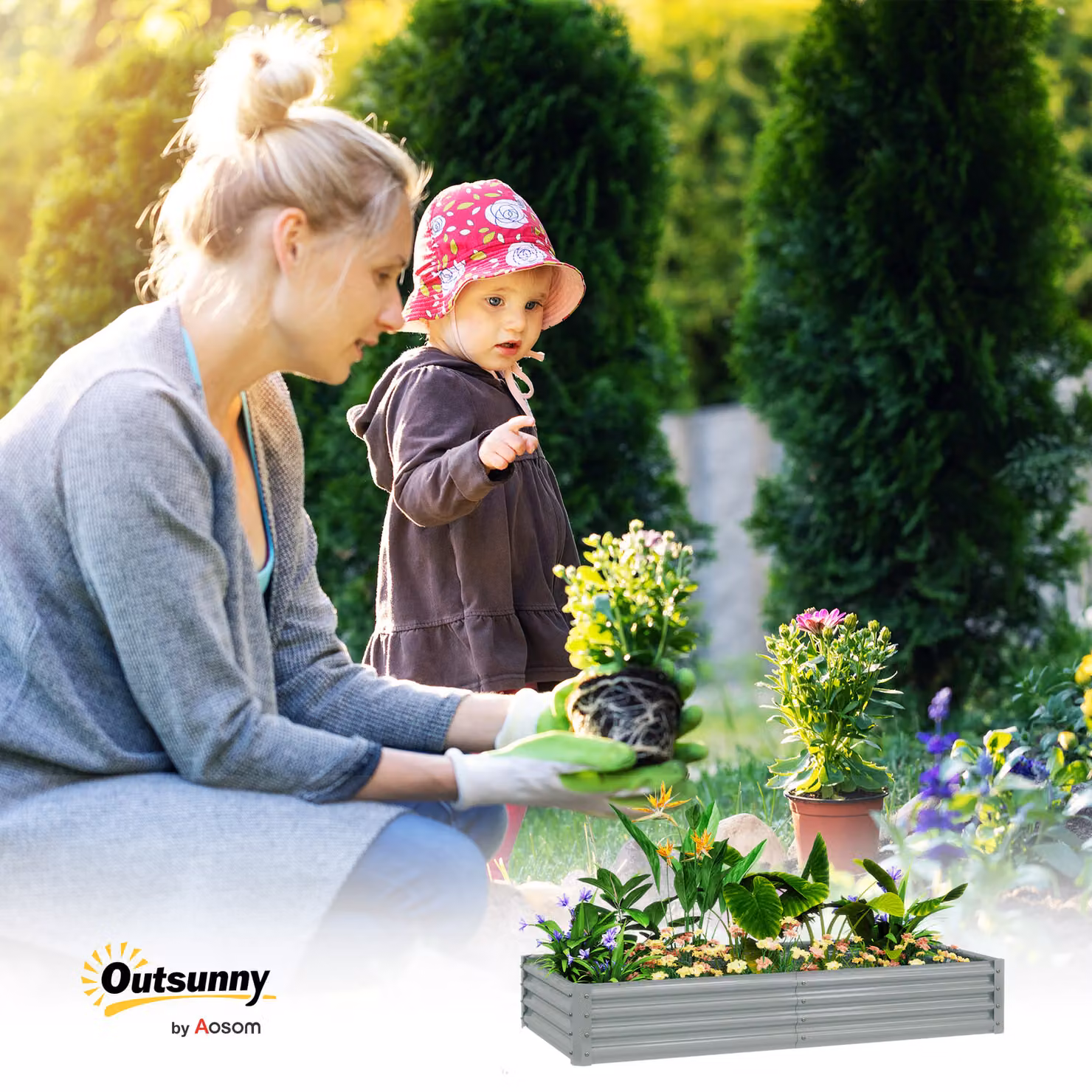 Outsunny Galvanised Steel Open Planter, Silver, W: 180 cm, D: 90 cm – 4