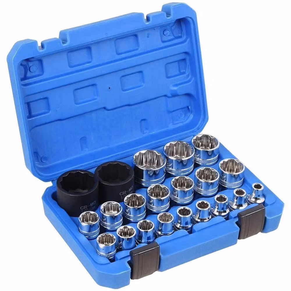Havendro 21-Piece 1/2 inch Drive 12-Point Spline Metric Socket Set in Blue, Chrome Vanadium, W/D/H: 362 x 362 x 1600 mm – 4