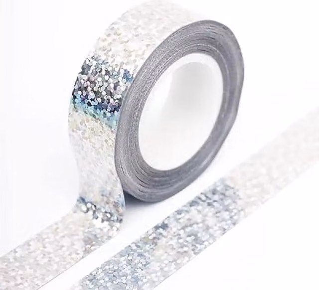 Syntego Silver Glitter Foil Washi Tape in Silver Paper
