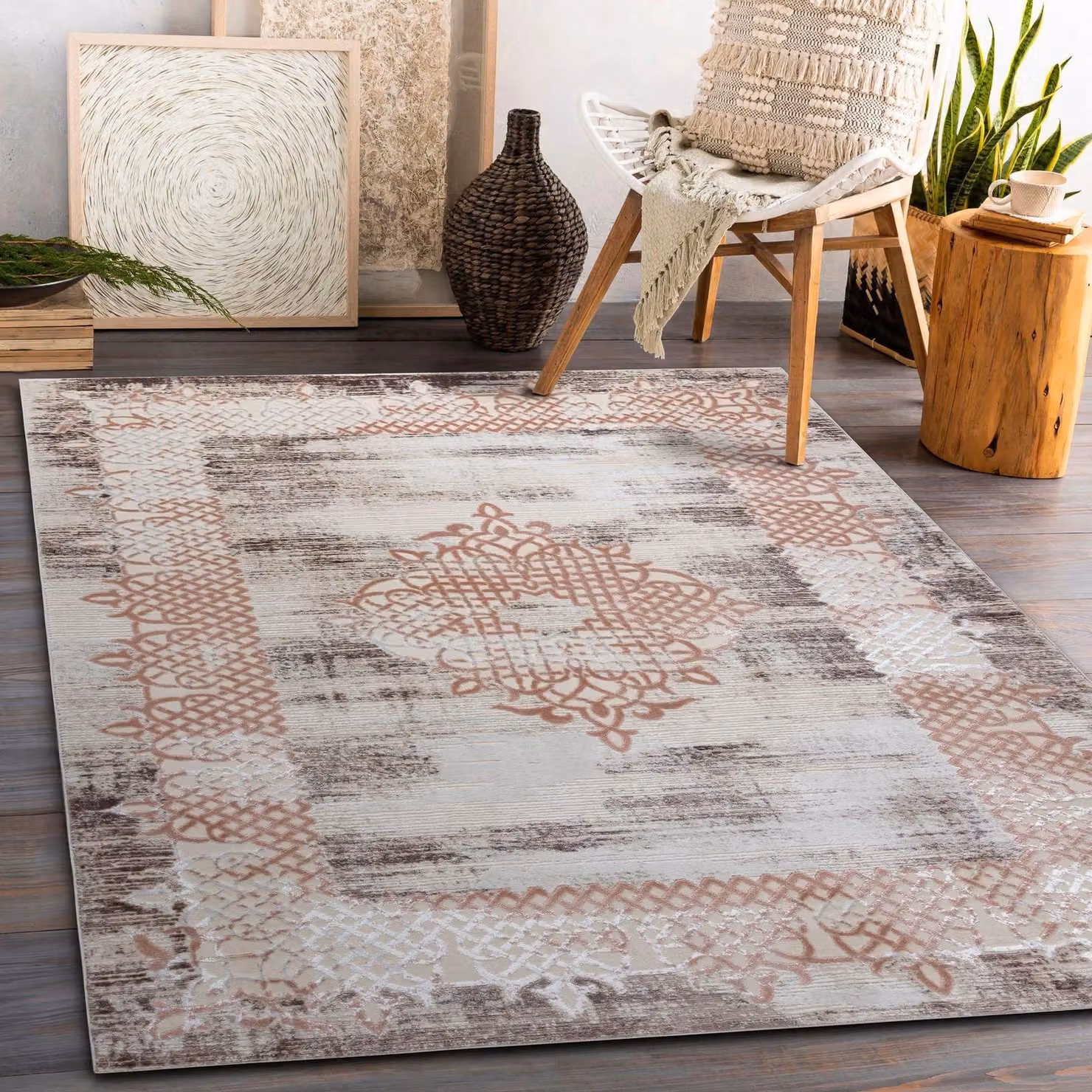 RugsX Core Oriental Vintage Rug in Beige, W: 120 cm x D: 170 cm – 2