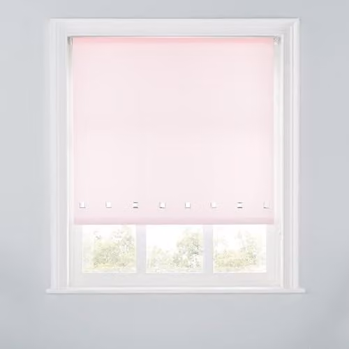 A.Unique Home Trimmable Square Eyelet Roller Blind, Pink, W: 90 cm, H: 170 cm