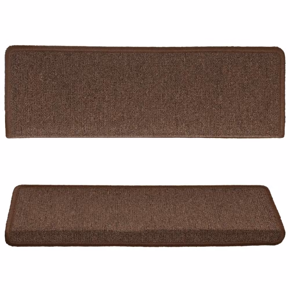 Berkfield Home Self-Adhesive Carpet Stair Treads, 15 Pieces, Brown, W: 65 cm, D: 21 cm, H: 4 cm – 4