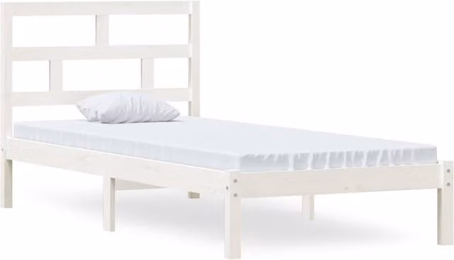 Berkfield Home White Solid Wood Pine Bed Frame W/D/H: 90 x 200 cm