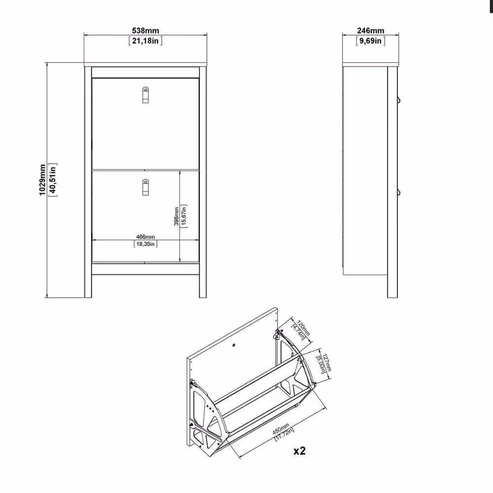 Wyld Haus Gossmere Matt Black 2 Door Shoe Cabinet – 4