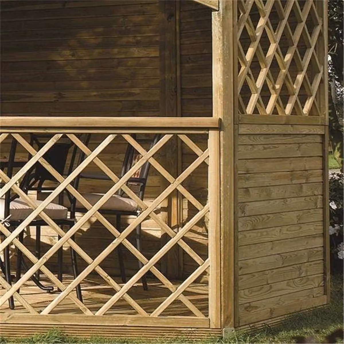Cheshire Pressure Treated Lattice Wood Gazebo in Light Oak – 2