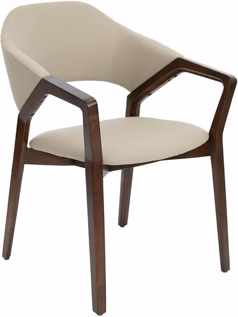 Angel Cerda Mink Beige Synthetic Leatherette Dining Chair with Walnut Wood Frame – 1