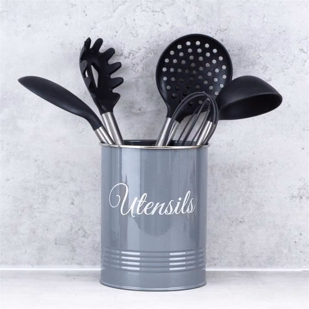 SPETLEK Grey Farmhouse Style Metal Organiser Crock Pot – 2