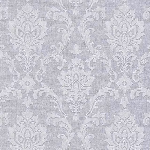 Erismann Floral Damask Botanical Non-Woven Textured Vinyl Wallpaper in Grey