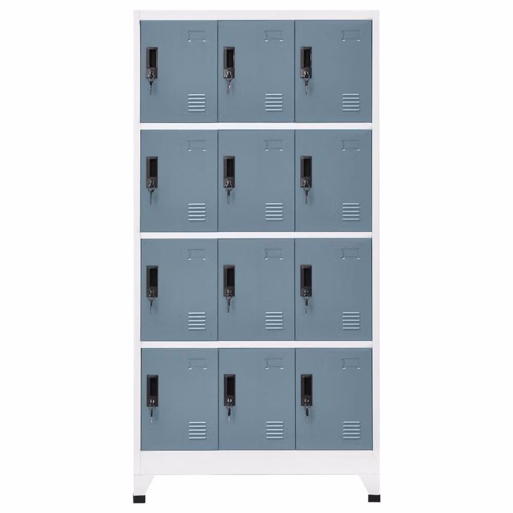 Berkfield Home Metal Locker Cabinet in Matt Grey with Hinged Doors and Lock, W/D/H: 90 x 45 x 180 cm – 2