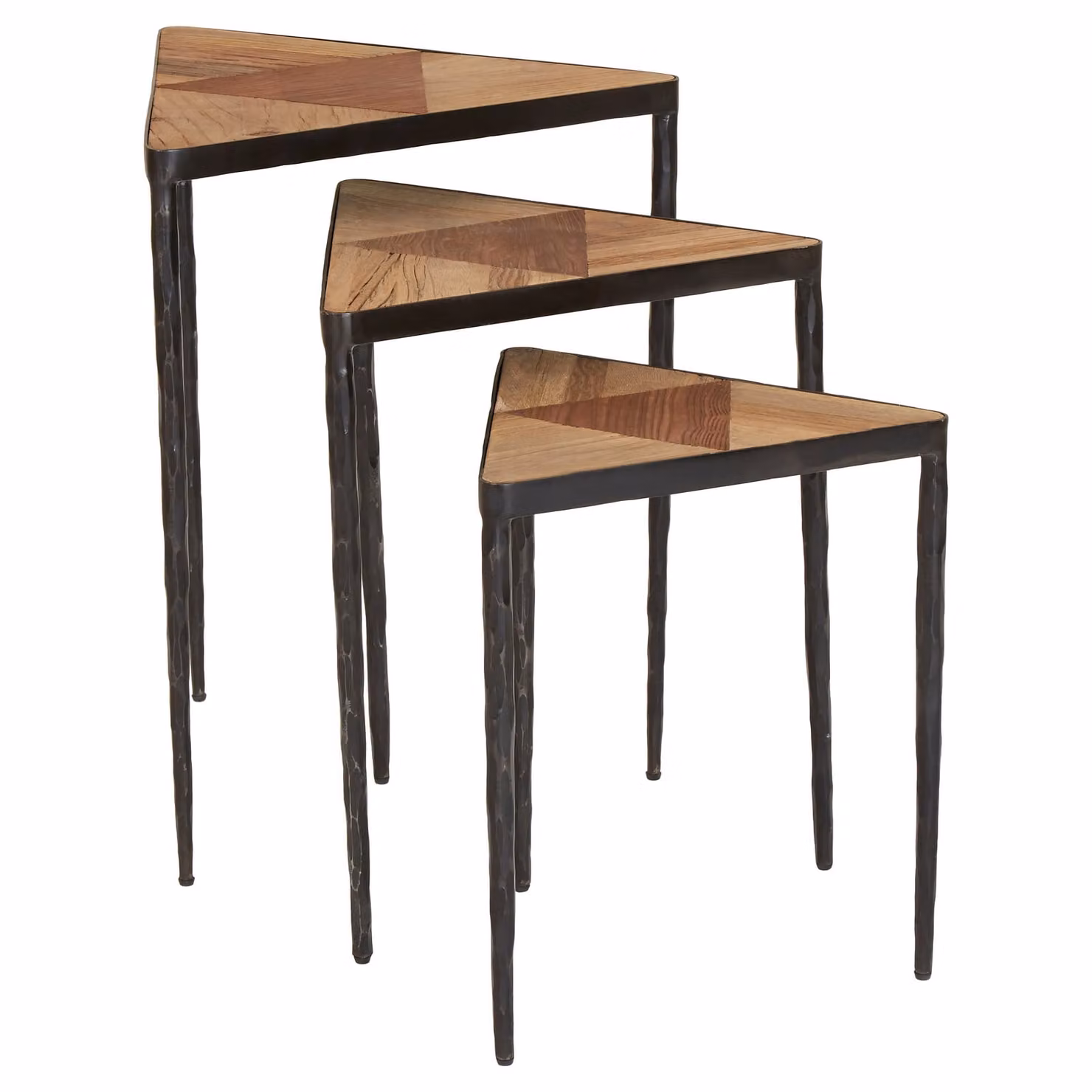 Orsina Set of 3 Triangular Wooden Nesting Tables in Black and Brown – 2