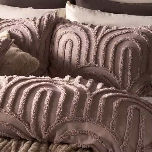 OHS Single Tufted Arches Duvet Cover and Pillowcase Set in Beige or Pink, W/D/H: 135 x 200 cm and 50 x 75 cm – 3