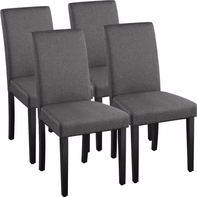 PAWNORA Set of 4 Classic Fabric Dining Chairs in Grey