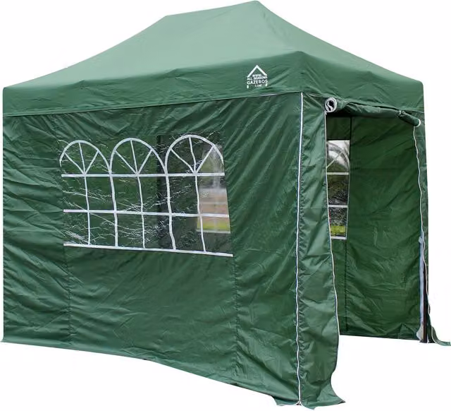 All Seasons Gazebos 3x2m Pop Up Gazebo with 4 Sides in Green and Black