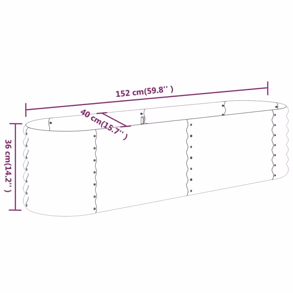 Berkfield Home Garden Powder-coated Steel Raised Bed in Anthracite Black, W/D/H: 152 x 40 x 36 cm – 4