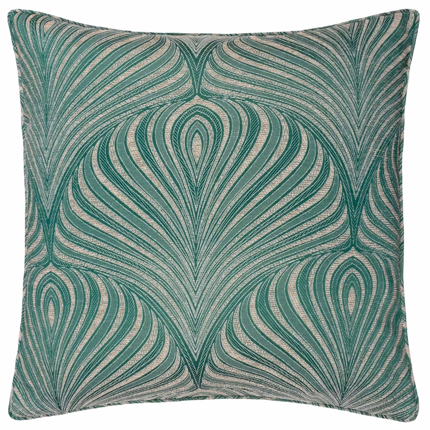 Paoletti Gatsby Jacquard Square Cushion in Green and Gold, W/D/H: 55 x 55 x 5.5 cm – 2