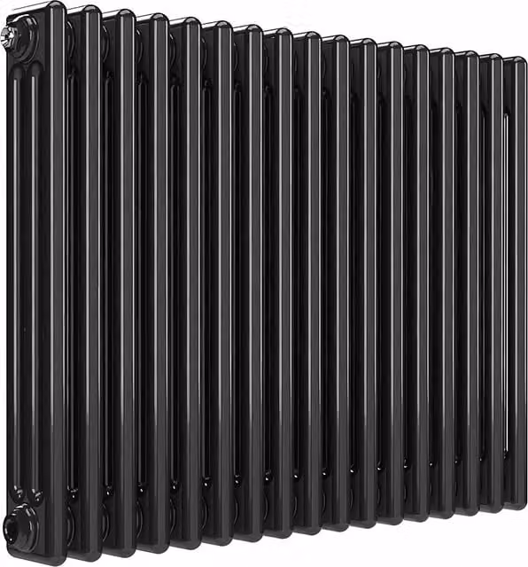 Lux Heat Horizontal 3-Column Steel Radiator in Black Nickel Lacquer, H 78.5 cm x W 60 cm