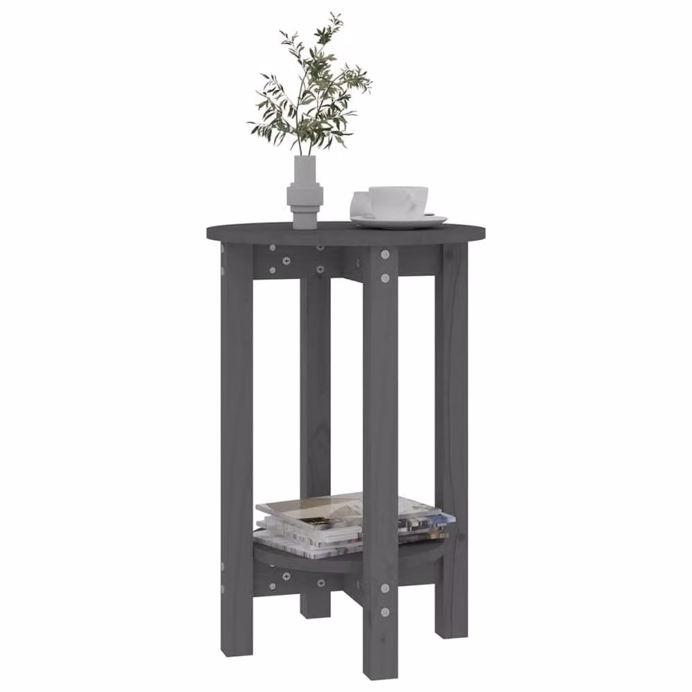 Berkfield Home Grey Rustic Solid Pine Rectangular Coffee Table W/D/H: 60 x 40 x 40 cm – 3