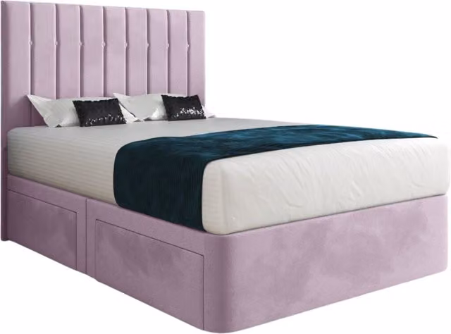 Casani KDMD Enrico Modern Upholstered Velvet Designer Bed Frame in Pink, W/D/H: 120 x 200 x 137 cm – 1