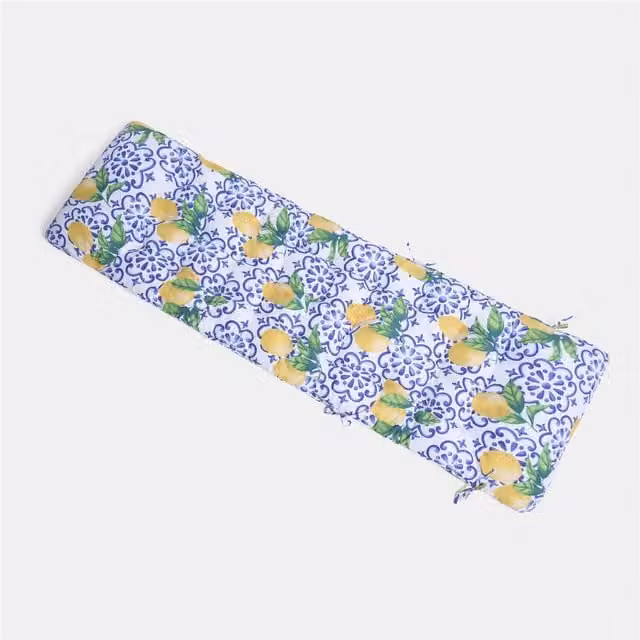 OHS Lemon Outdoor Sun Lounger with Filled Cushion in Yellow and Multicolour