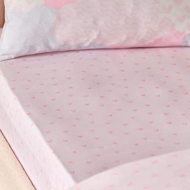 Catherine Lansfield Soft As A Cloud Kids Pure Cotton Fitted Sheet Pink W/D/H: 90 x 190 x 25 cm