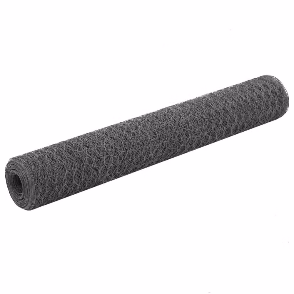 Berkfield Home Sturdy Steel Chicken Wire Fence with PVC Coating, Grey, H: 25 cm x L: 1 m – 2