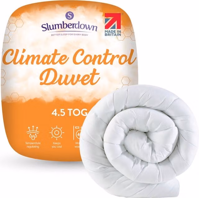 Slumberdown Climate Control 4.5 Tog Microfibre Single Duvet, White