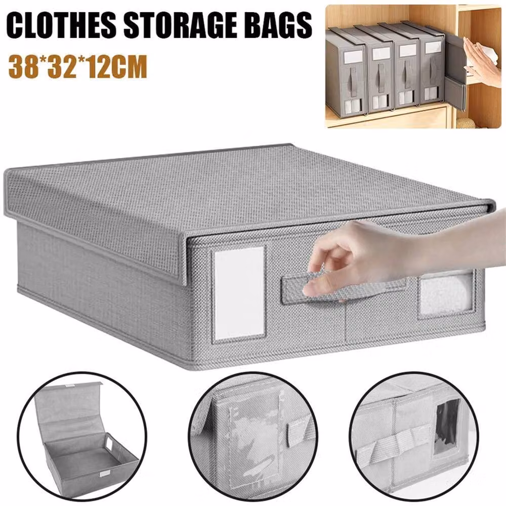 Nordara Bedding Storage Box in Grey, W: 110 cm, D: 35 cm, H: 12 cm – 3