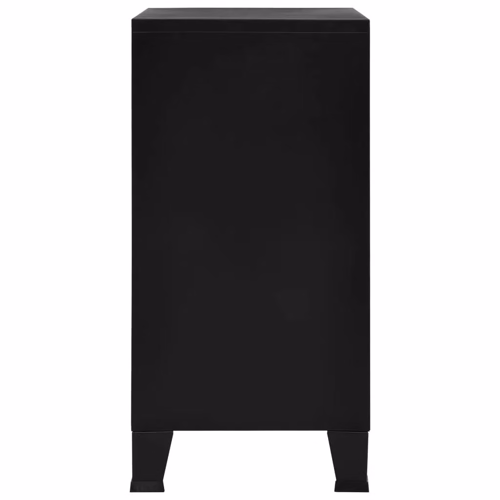 Berkfield Home Industrial Storage Chest in Matt Black Metal, W: 75 cm, D: 40 cm, H: 80 cm – 3