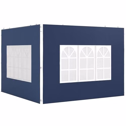 Outsunny Gazebo Side Panels with Window for 3x3m or 3x6m Canopy, Blue