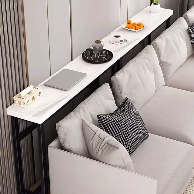SPETLEK Modern White Marble Narrow Slim Hallway Console Table – 1