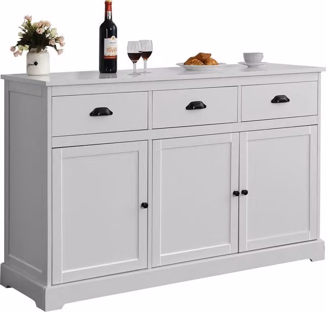 Costway Minimalist Buffet Console Table and Sideboard Cabinet in Grey and White