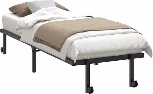 Berkfield Home Elegant Foldable Rollaway Bed Frame in Black Metal, W/D/H: 80 x 200 cm – 1