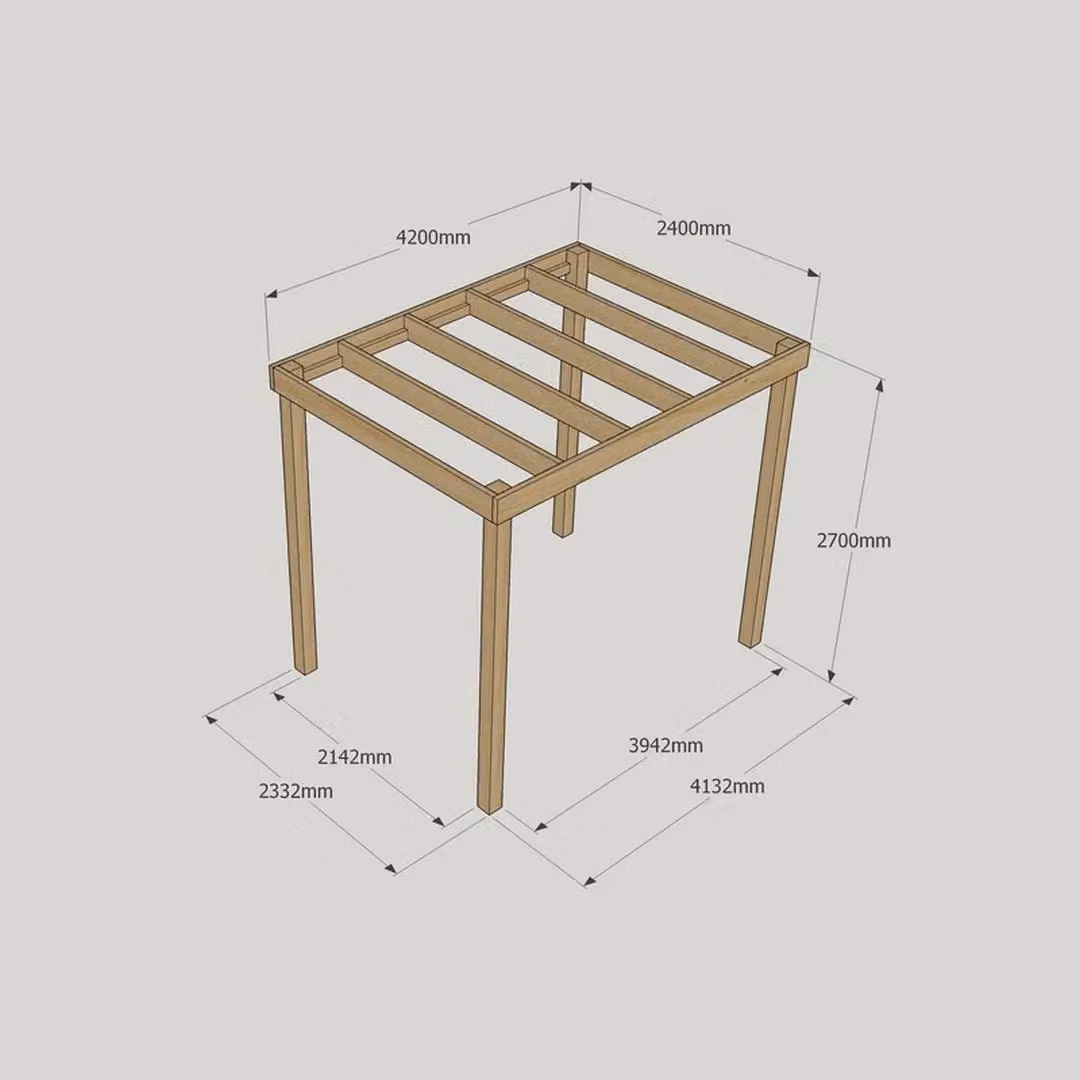 Rutland County Garden Furniture Ltd Wood Garden Pergola in Brown and Green, W: 420 cm, D: 240 cm, H: 270 cm – 4