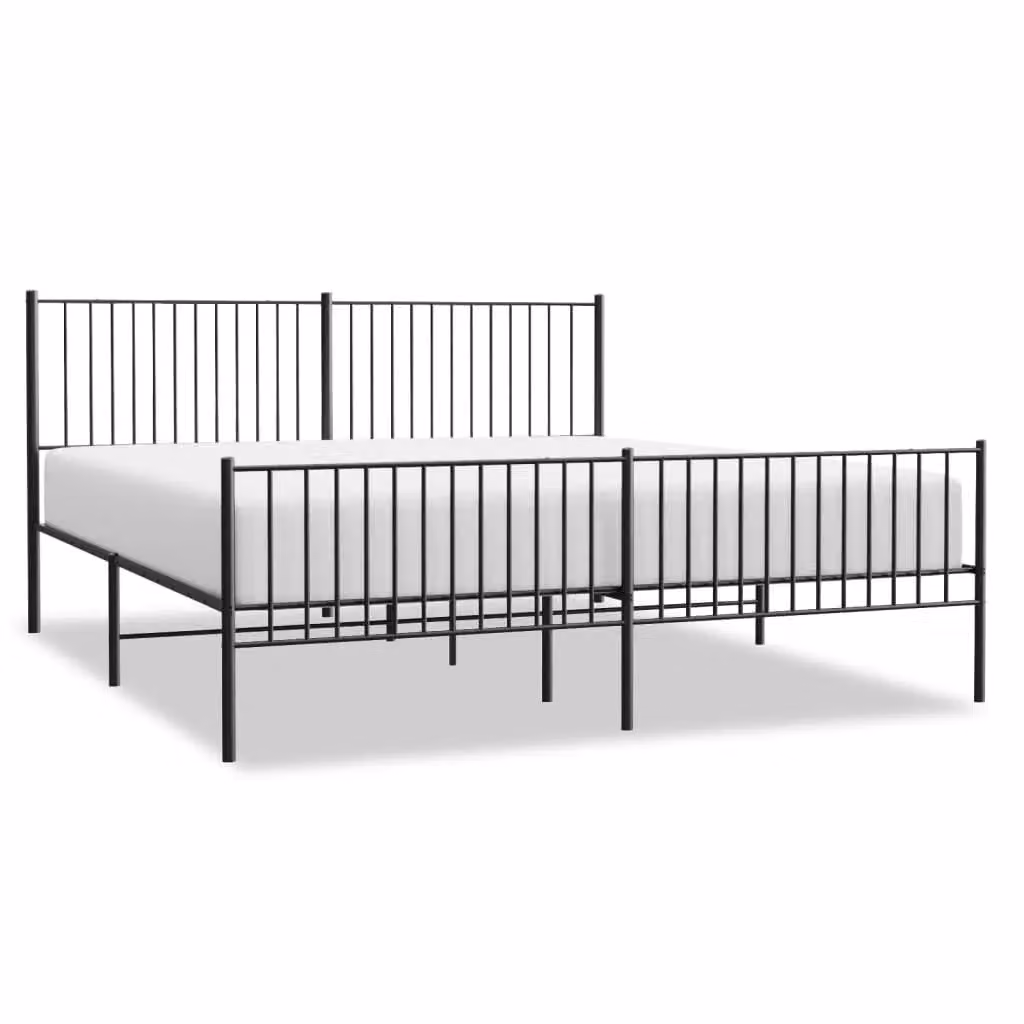 Berkfield Home Metal Bed Frame with Headboard and Footboard in Black W/D/H: 193 x 203 cm – 2