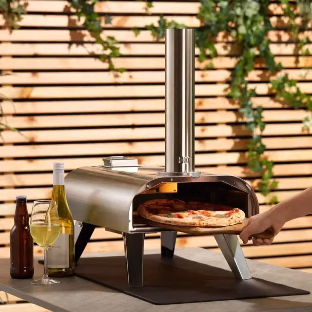 Vonhaus Portable Table Top Pizza Oven in Silver with Stainless Steel and Ceramic