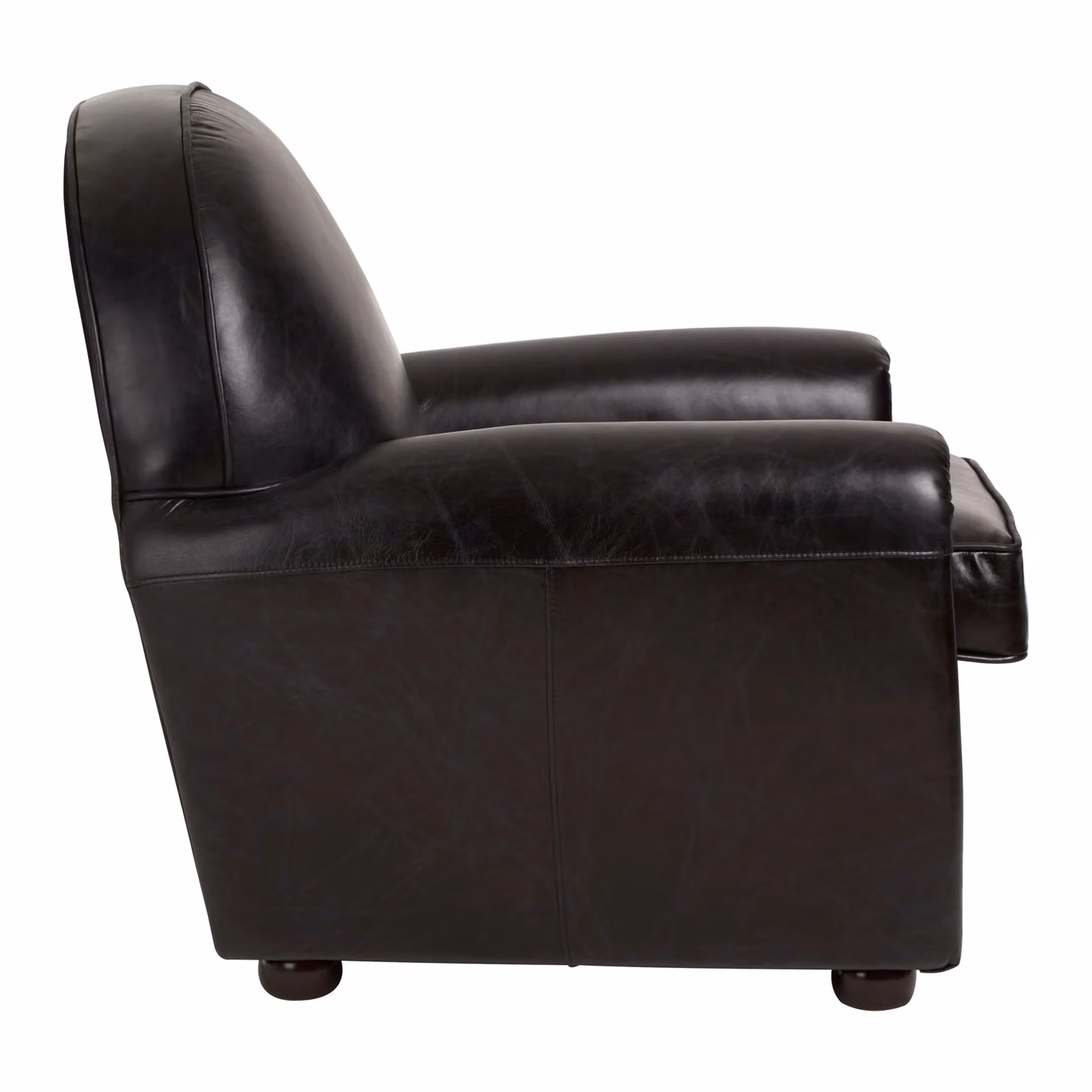 Orsina Black Leather Classic Armchair with Walnut Wood Frame – 3