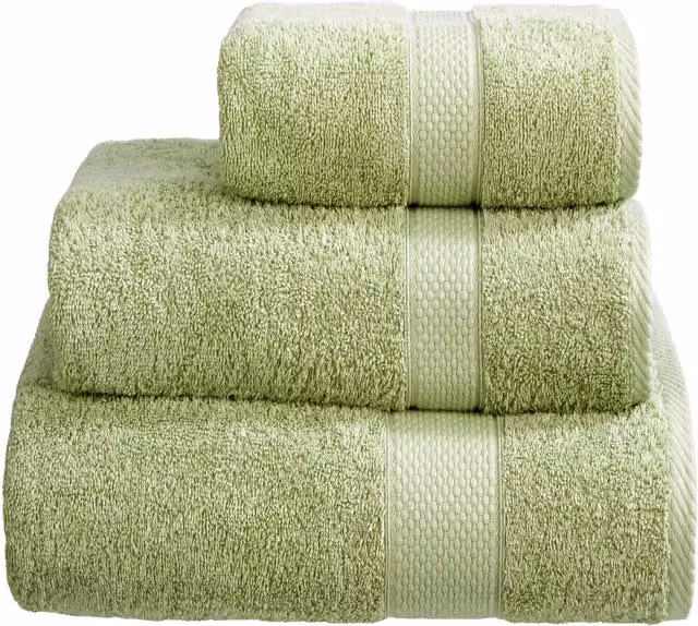 Bellissimo 6 Piece Green Cotton Terry Towel Set with Border