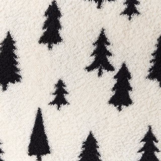 OHS Festive Christmas Tree Fluffy Fleece Throw in Black, White and Multicolour