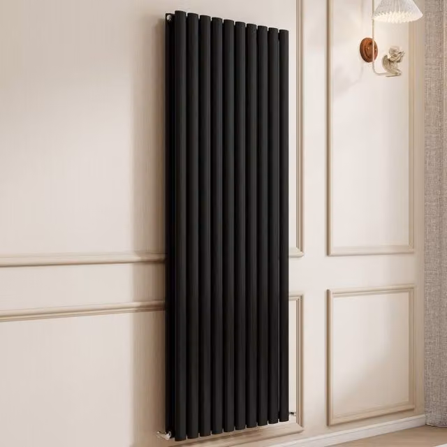 Banyetti Orva Black Vertical Double Oval Column Radiator H 160 cm x W 59 cm